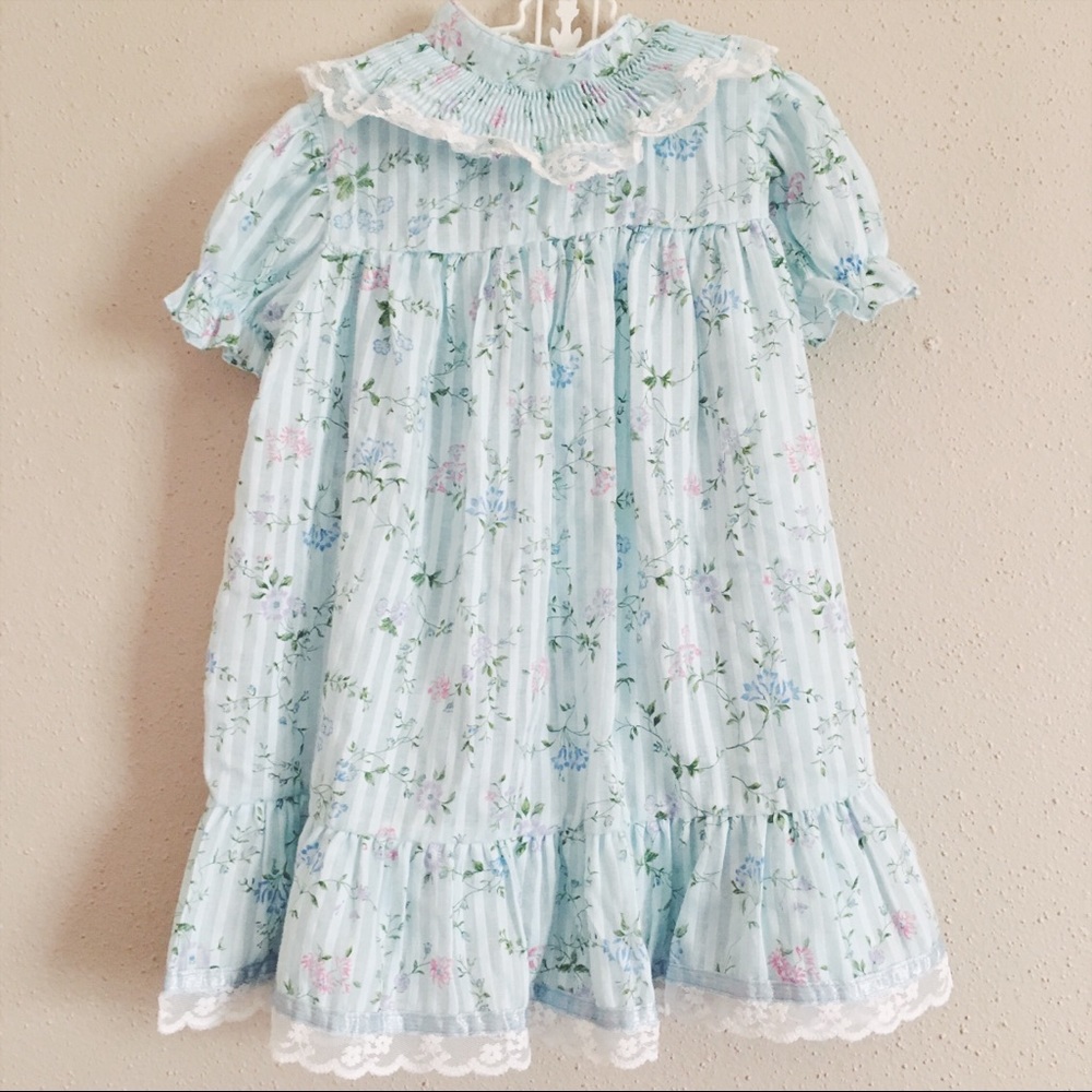 Vintage floral boho spring shortsleeved nightgown